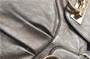 Authentic Ferragamo Gancini Leather Shoulder Bag Purse Silver J5869