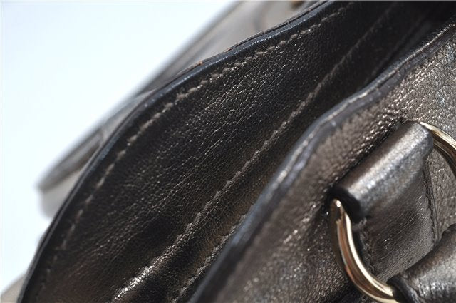 Authentic Ferragamo Gancini Leather Shoulder Bag Purse Silver J5869
