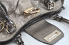 Authentic Ferragamo Gancini Leather Shoulder Bag Purse Silver J5869