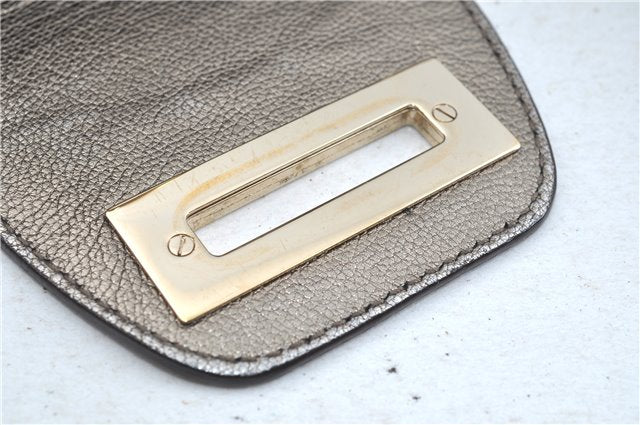 Authentic Ferragamo Gancini Leather Shoulder Bag Purse Silver J5869