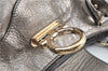 Authentic Ferragamo Gancini Leather Shoulder Bag Purse Silver J5869