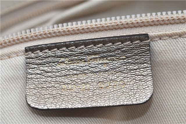 Authentic Ferragamo Gancini Leather Shoulder Bag Purse Silver J5869