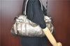 Authentic Ferragamo Gancini Leather Shoulder Bag Purse Silver J5869