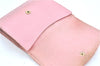 Authentic CHANEL Caviar Skin CC Logo Bifold Wallet Purse Light Pink J5893