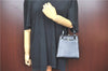 Authentic Salvatore Ferragamo Vara Leather Hand Bag Purse Black SF J5918