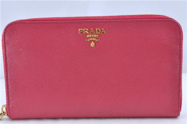 Authentic PRADA Leather Long Wallet Purse Pink J5927