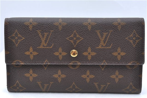 Authentic Louis Vuitton Monogram Portefeuille International M61217 Wallet J5939