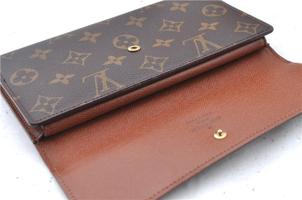 Authentic Louis Vuitton Monogram Portefeuille International M61217 Wallet J5939