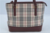 Authentic BURBERRY Vintage Nova Check Hand Bag Purse Canvas Leather Beige J5940