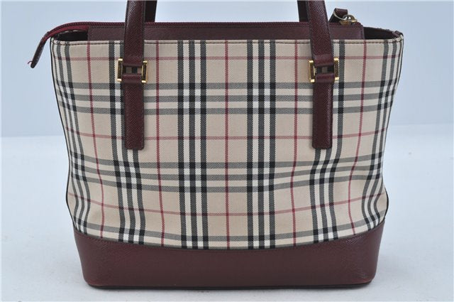 Authentic BURBERRY Vintage Nova Check Hand Bag Purse Canvas Leather Beige J5940