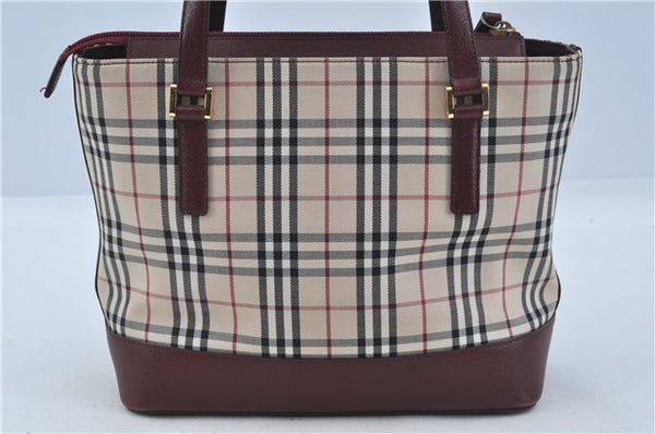 Authentic BURBERRY Vintage Nova Check Hand Bag Purse Canvas Leather Beige J5940