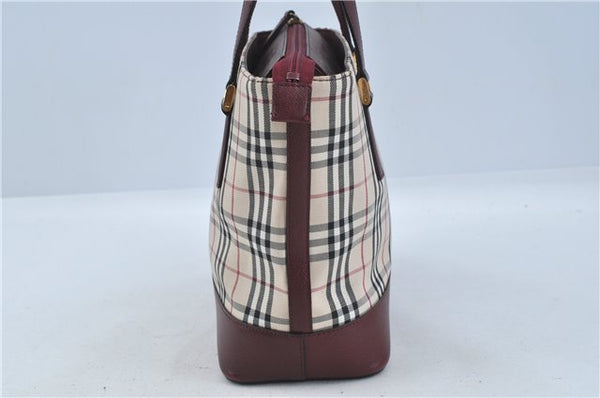 Authentic BURBERRY Vintage Nova Check Hand Bag Purse Canvas Leather Beige J5940