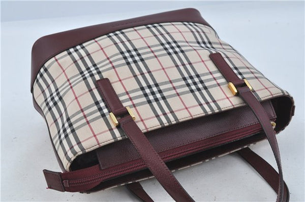 Authentic BURBERRY Vintage Nova Check Hand Bag Purse Canvas Leather Beige J5940