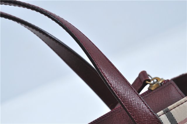 Authentic BURBERRY Vintage Nova Check Hand Bag Purse Canvas Leather Beige J5940