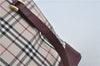 Authentic BURBERRY Vintage Nova Check Hand Bag Purse Canvas Leather Beige J5940