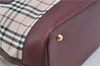 Authentic BURBERRY Vintage Nova Check Hand Bag Purse Canvas Leather Beige J5940