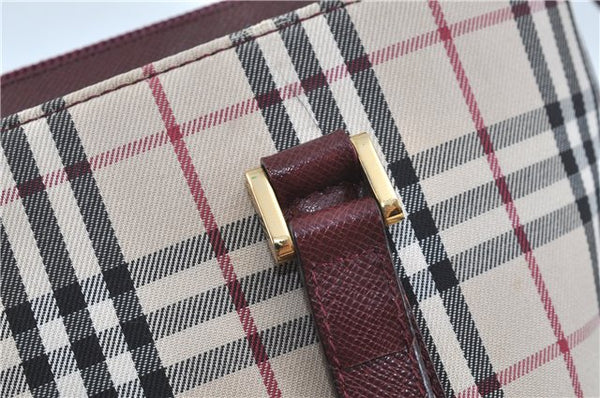 Authentic BURBERRY Vintage Nova Check Hand Bag Purse Canvas Leather Beige J5940