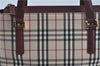 Authentic BURBERRY Vintage Nova Check Hand Bag Purse Canvas Leather Beige J5940