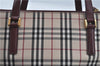 Authentic BURBERRY Vintage Nova Check Hand Bag Purse Canvas Leather Beige J5940