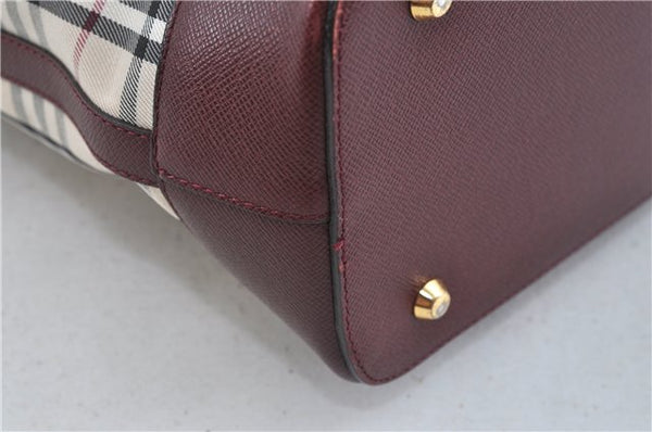 Authentic BURBERRY Vintage Nova Check Hand Bag Purse Canvas Leather Beige J5940