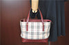 Authentic BURBERRY Vintage Nova Check Hand Bag Purse Canvas Leather Beige J5940