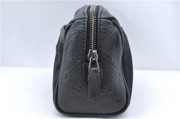 Authentic GUCCI Guccissima Nylon Leather Pouch Purse 162805 Black J5943