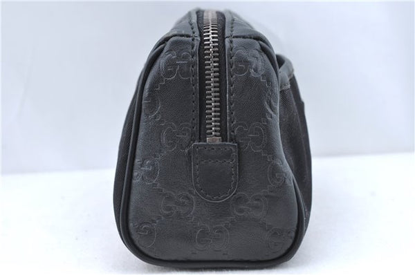 Authentic GUCCI Guccissima Nylon Leather Pouch Purse 162805 Black J5943