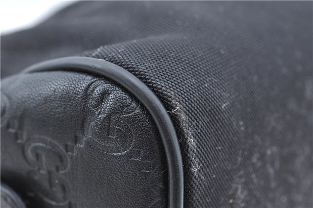 Authentic GUCCI Guccissima Nylon Leather Pouch Purse 162805 Black J5943