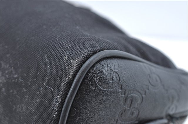 Authentic GUCCI Guccissima Nylon Leather Pouch Purse 162805 Black J5943