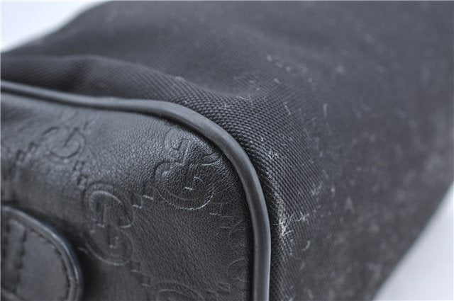 Authentic GUCCI Guccissima Nylon Leather Pouch Purse 162805 Black J5943