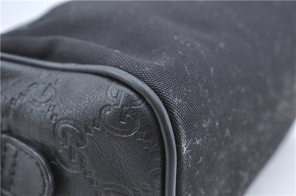 Authentic GUCCI Guccissima Nylon Leather Pouch Purse 162805 Black J5943