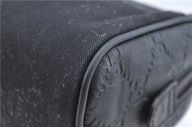 Authentic GUCCI Guccissima Nylon Leather Pouch Purse 162805 Black J5943