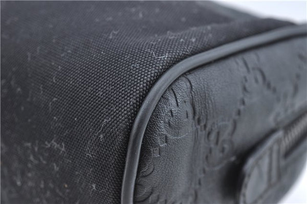 Authentic GUCCI Guccissima Nylon Leather Pouch Purse 162805 Black J5943