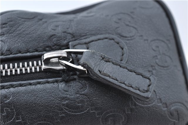 Authentic GUCCI Guccissima Nylon Leather Pouch Purse 162805 Black J5943