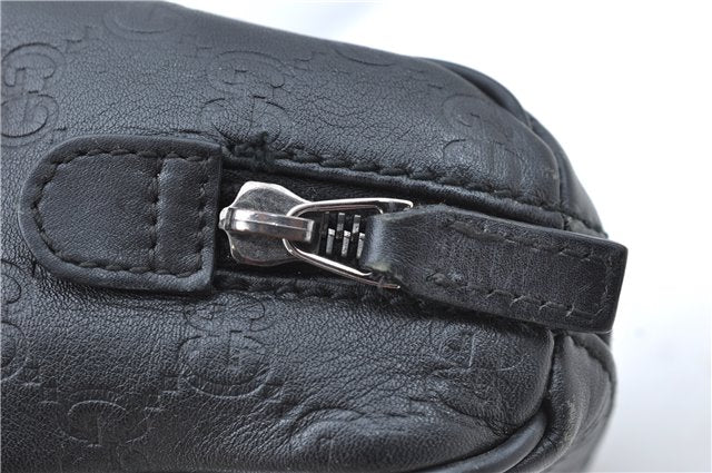 Authentic GUCCI Guccissima Nylon Leather Pouch Purse 162805 Black J5943