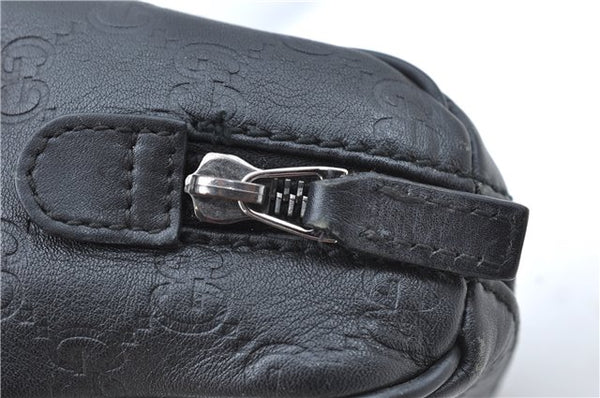 Authentic GUCCI Guccissima Nylon Leather Pouch Purse 162805 Black J5943
