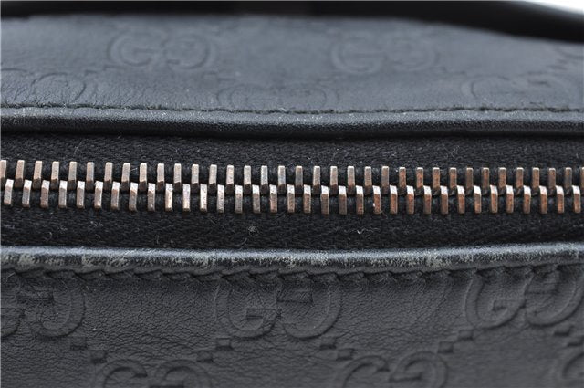 Authentic GUCCI Guccissima Nylon Leather Pouch Purse 162805 Black J5943