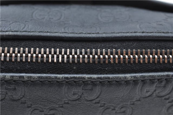 Authentic GUCCI Guccissima Nylon Leather Pouch Purse 162805 Black J5943