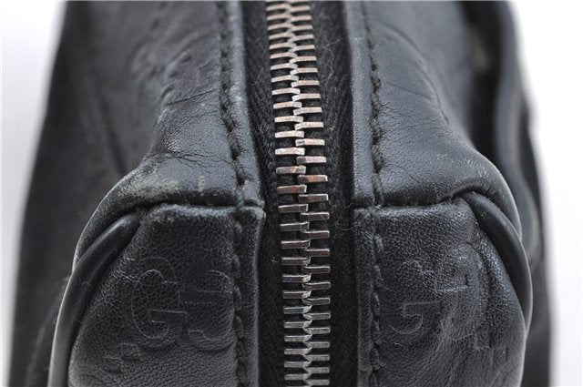 Authentic GUCCI Guccissima Nylon Leather Pouch Purse 162805 Black J5943