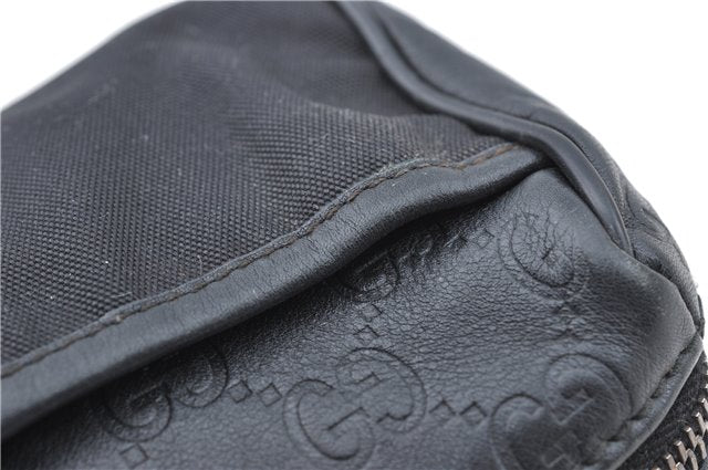 Authentic GUCCI Guccissima Nylon Leather Pouch Purse 162805 Black J5943