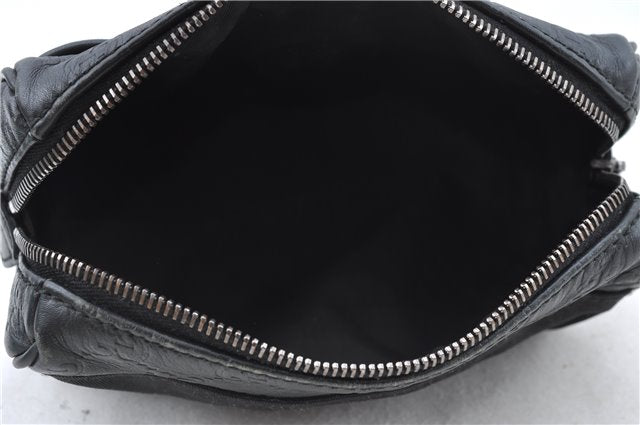 Authentic GUCCI Guccissima Nylon Leather Pouch Purse 162805 Black J5943