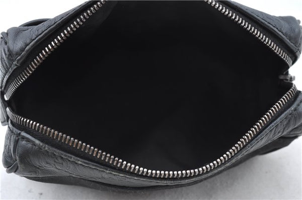 Authentic GUCCI Guccissima Nylon Leather Pouch Purse 162805 Black J5943