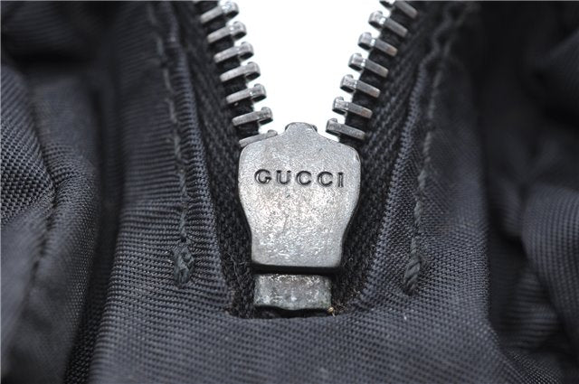 Authentic GUCCI Guccissima Nylon Leather Pouch Purse 162805 Black J5943