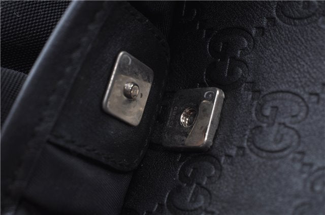 Authentic GUCCI Guccissima Nylon Leather Pouch Purse 162805 Black J5943