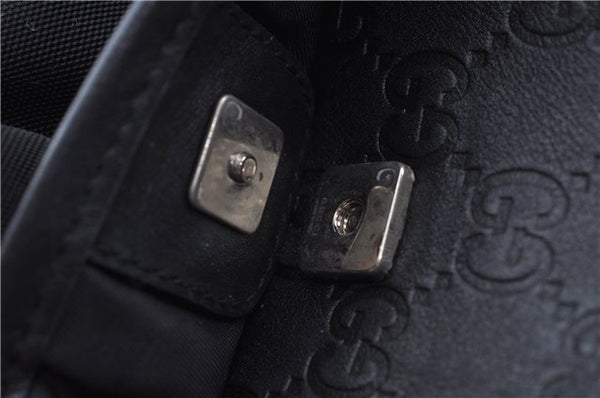 Authentic GUCCI Guccissima Nylon Leather Pouch Purse 162805 Black J5943