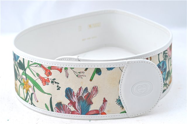 Authentic GUCCI Flora Belt Canvas Lether 70cm 28