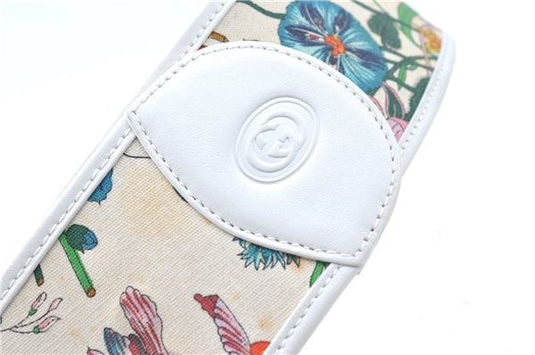 Authentic GUCCI Flora Belt Canvas Lether 70cm 28" Ivory White J5944