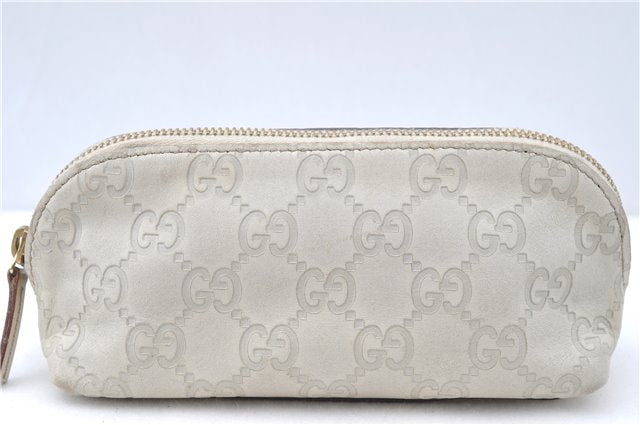 Authentic GUCCI Guccissima GG Leather Pouch Purse Pen Case 141811 Ivory J5955