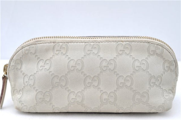 Authentic GUCCI Guccissima GG Leather Pouch Purse Pen Case 141811 Ivory J5955