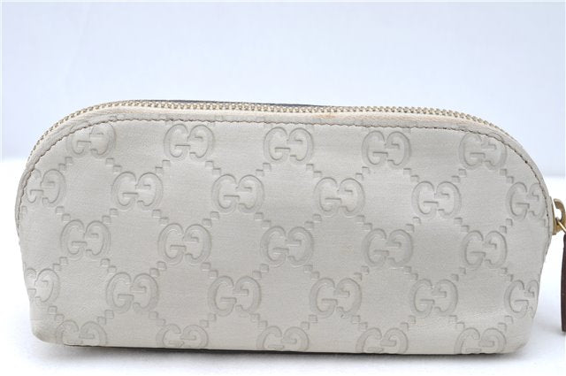 Authentic GUCCI Guccissima GG Leather Pouch Purse Pen Case 141811 Ivory J5955